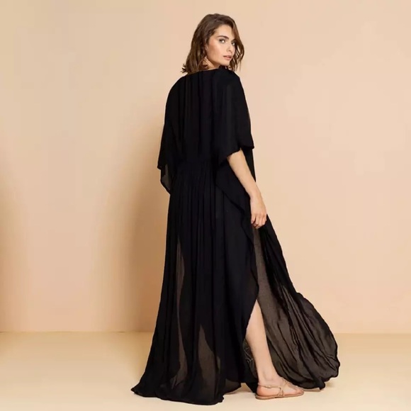 New Embroidered Maxi Dress Beach Cover Up - Picture 3 of 3